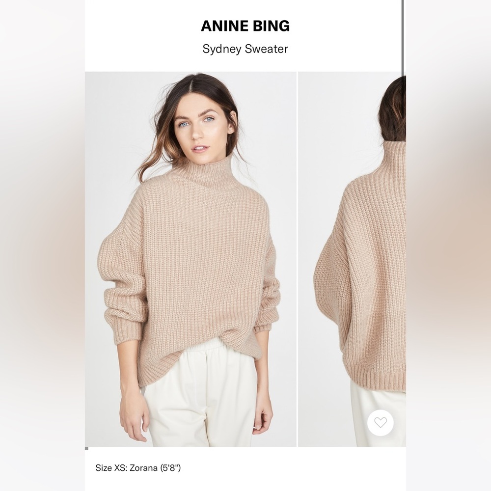Anine Bing Sydney Turtleneck Sweater, size XS